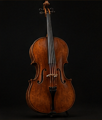 Drveno violončelo sa crnom pozadinom